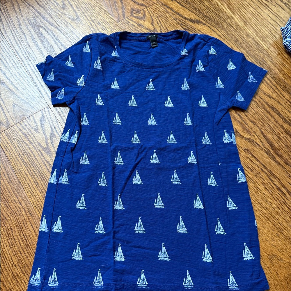 J. Crew Blue Sailboat Print Top
